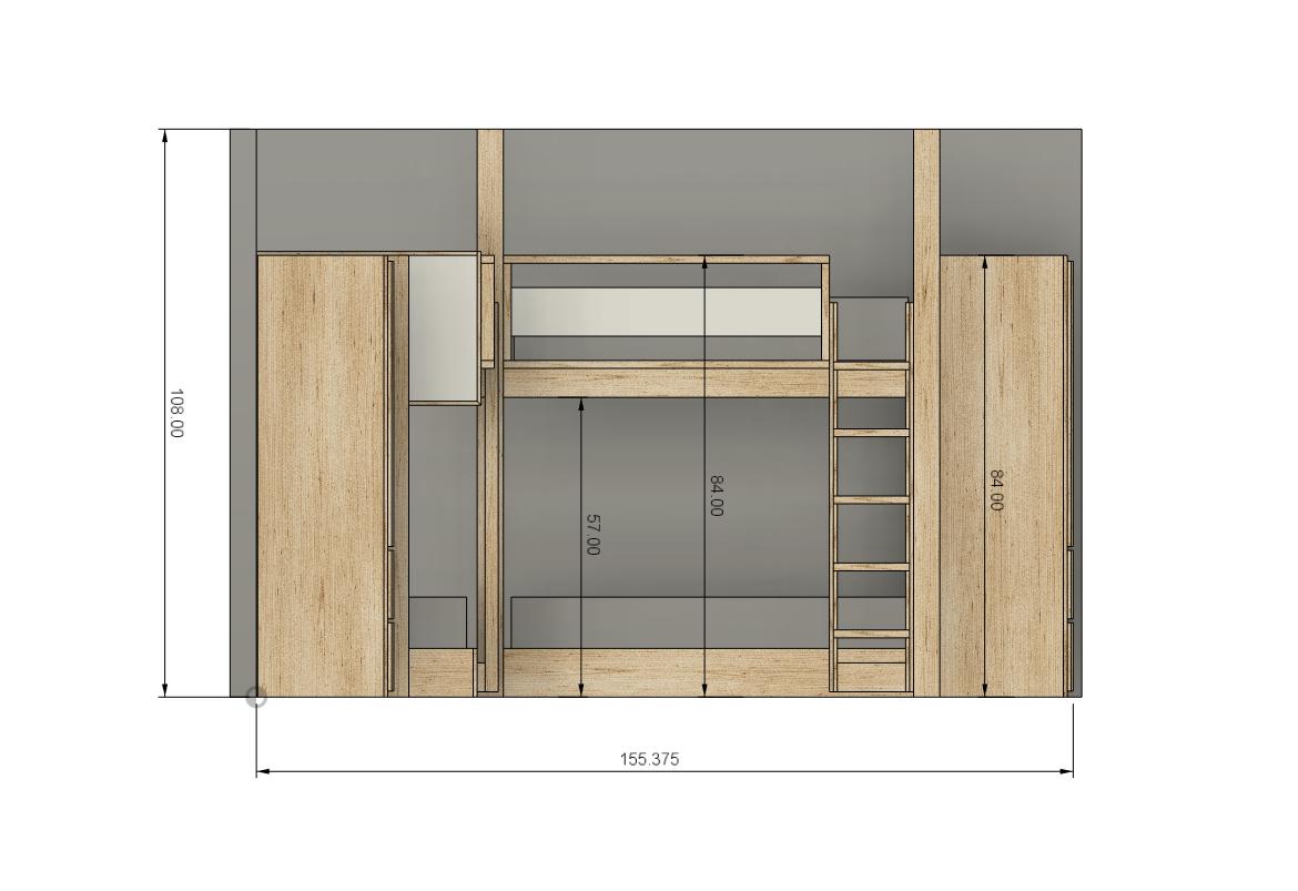 Corner Quad Twin Bunk Bed With Storage - DIY Build Plans - Etsy