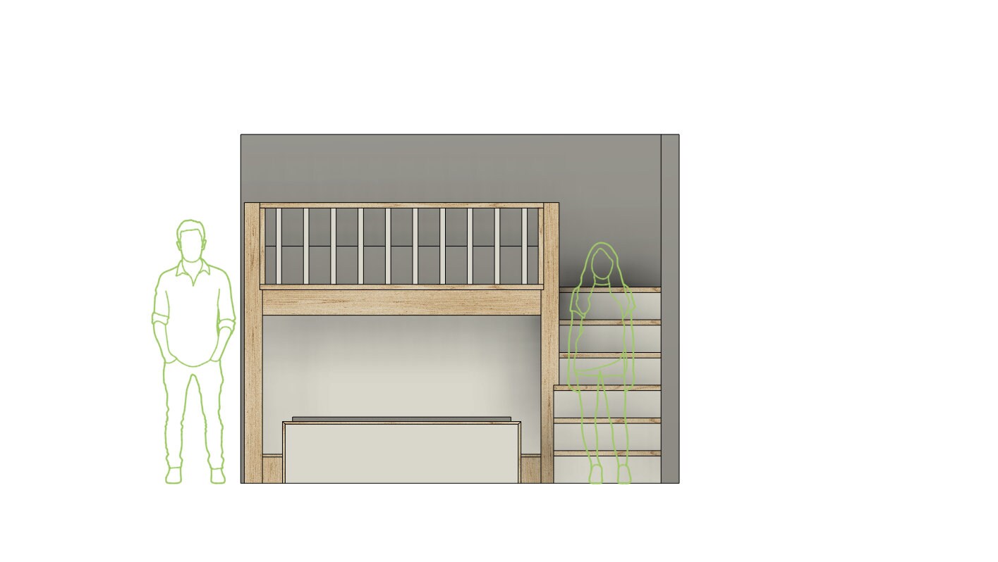 Twin Over Queen Bunk Bed With Stairs: DIY Build Plans - Etsy