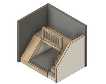 Reverse Loft for Full Size Mattress - Loft Bed with Slide and Stairs - DIY Build Plans - Plan #198