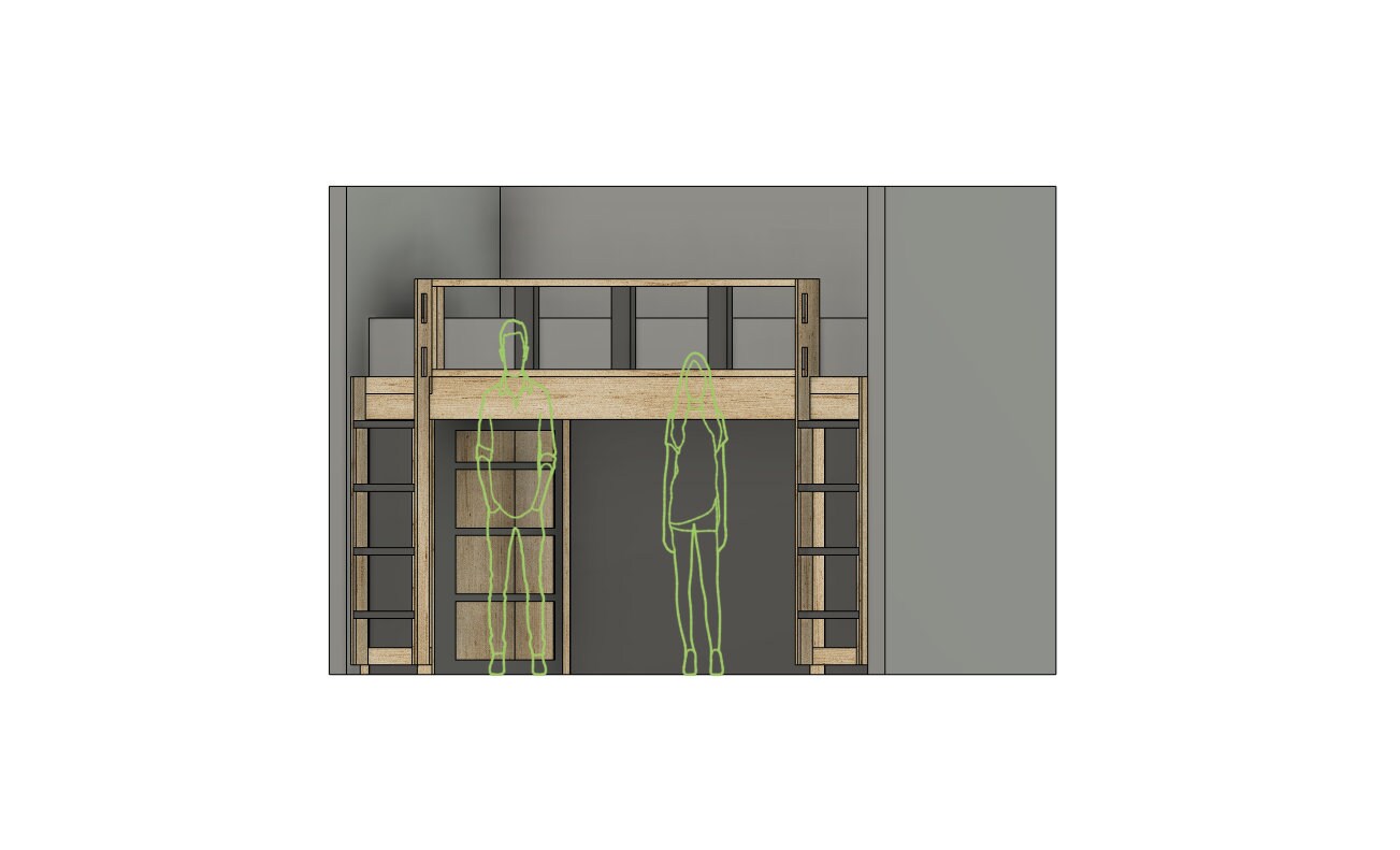 Double Twin Loft Bed DIY Build Plans With Shelves & Ladders - Etsy