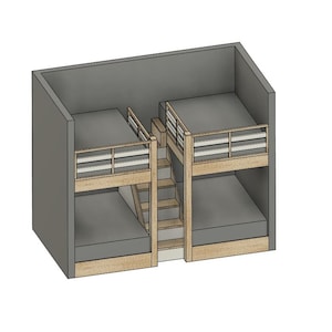 Quad Full Size Bunk Bed DIY Build Plans With Stairs - Etsy