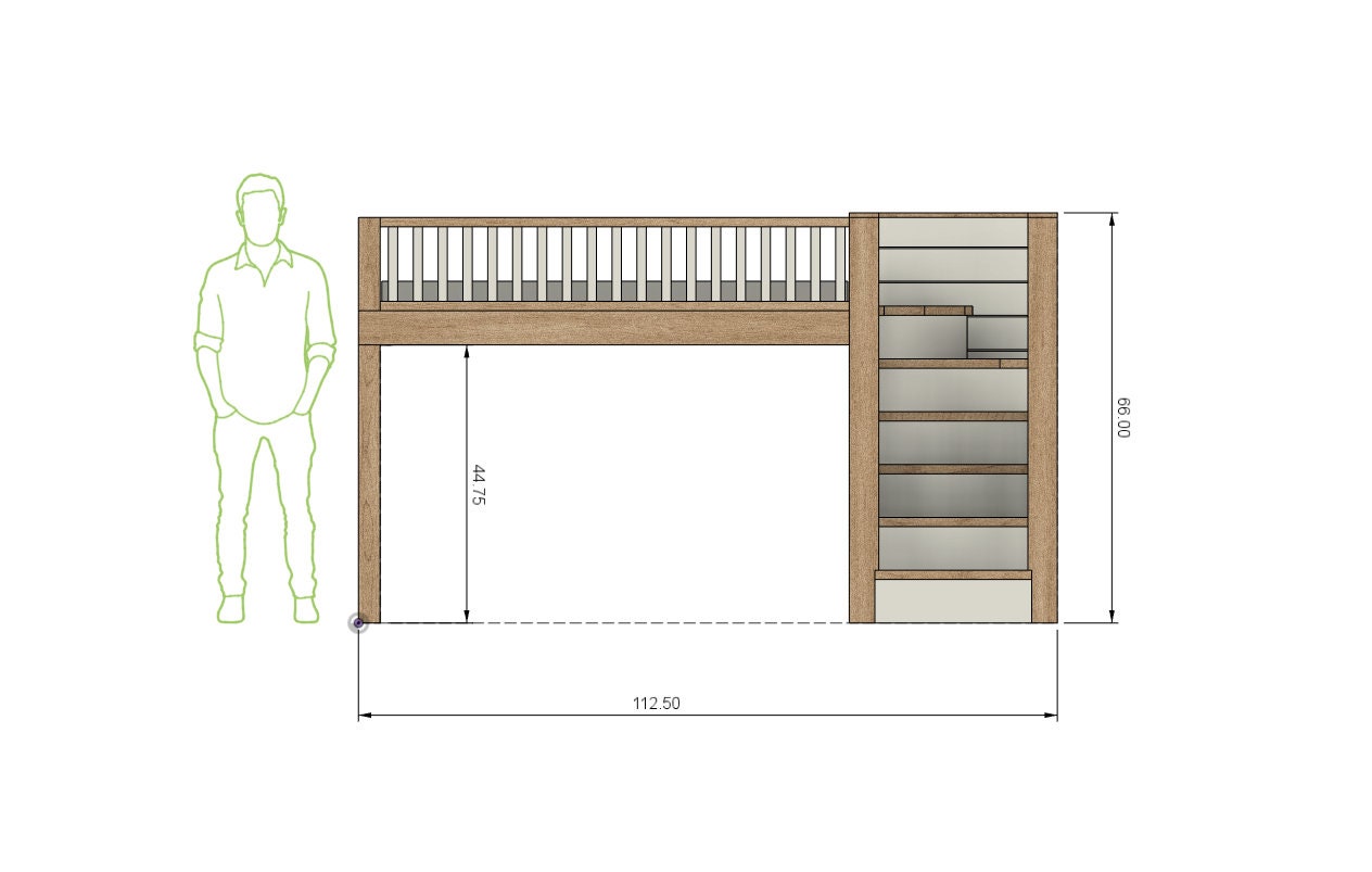 DIY Build Plan Lower Full Loft With Stairs Metric Dimension Build Plans Loft Bed With Stairs Plan 070 Etsy Canada