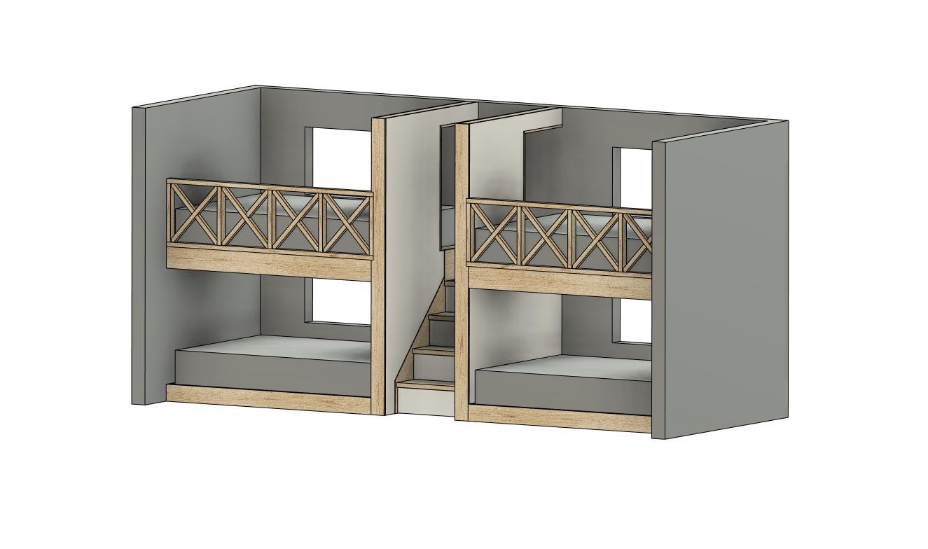 Quad Full Bunk Bed With Storage Stairs - DIY Build Plans - Etsy