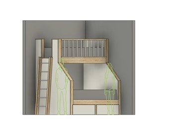 Twin XL over Queen Bunk Bed DIY Build Plans with Storage Drawers