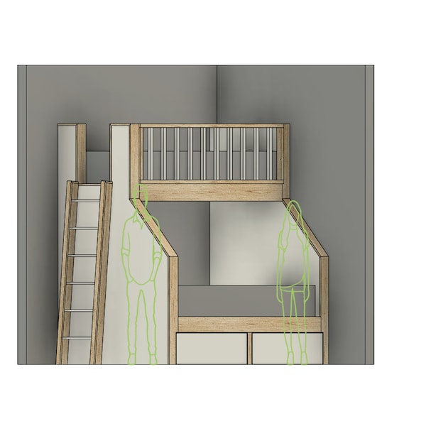 DIY Build Plans - Twin XL over Queen Bunk Bed - Bunk Bed with Drawers - Beds with Storage