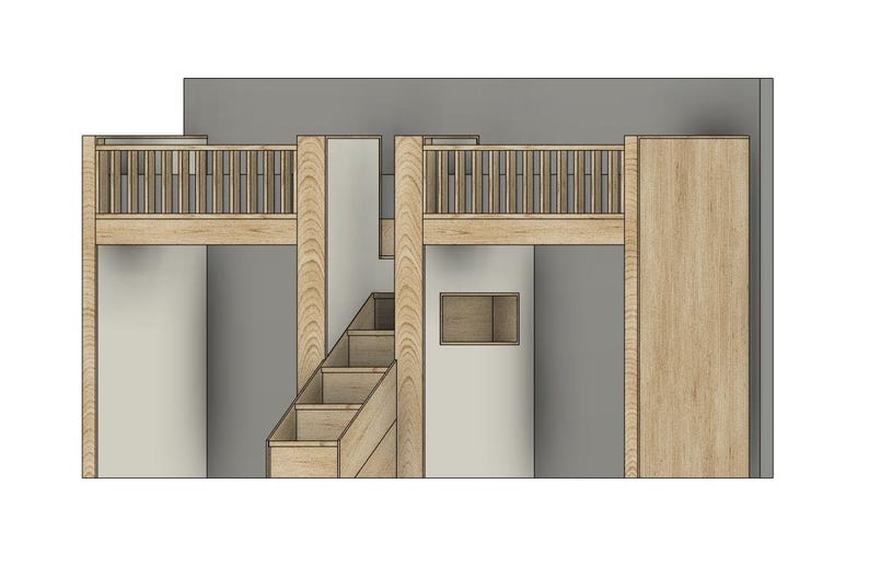 DIY Build Plan - Double Twin Bed With Stairs - Plan #011 - Etsy