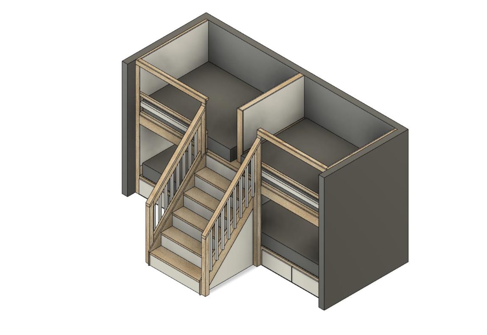 Quad Queen Bunk Bed With Stairs & Storage - DIY Build Plans - Etsy