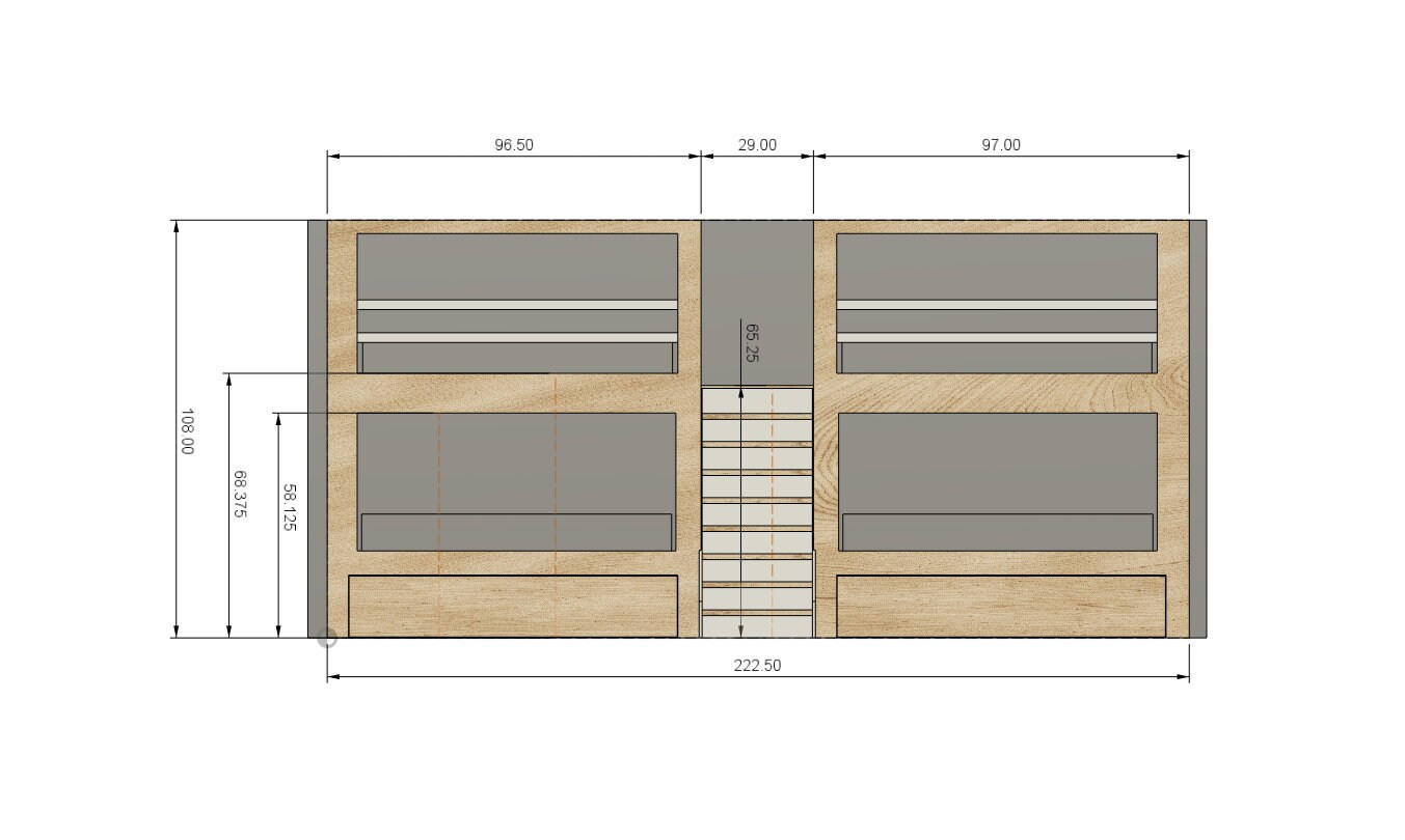 DIY Queen Bunk Bed Plans With Twin Trundle & Stairs (plan #171) - Etsy