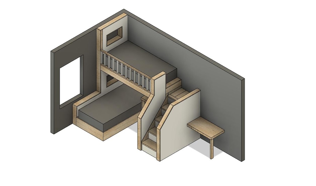 Twin Bunk Bed With Stairs & Desk DIY Build Plans - Etsy