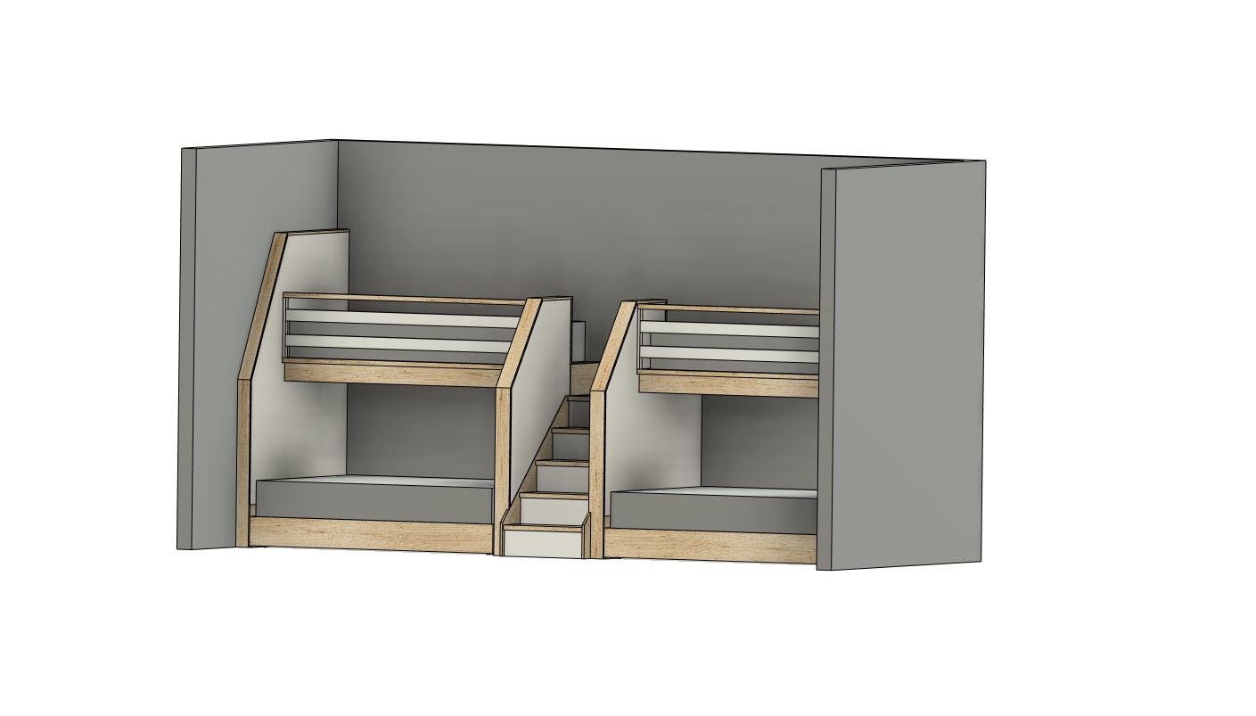 Quad Bunk Bed DIY Build Plans: Twin XL & Queen With Stairs - Etsy