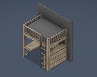 Full Size Loft Bed With Stairs, Slide & Desk - DIY Build Plans - Etsy ...