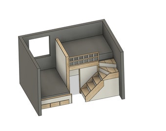 Planos de cama alta completa (DIY) con escaleras y cajones