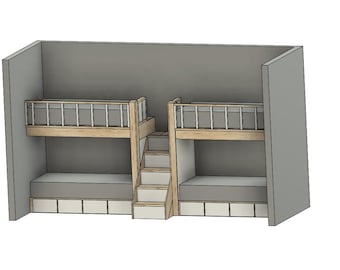 Twin XL Quad Bunk Bed with Stairs & Storage - DIY Build Plans