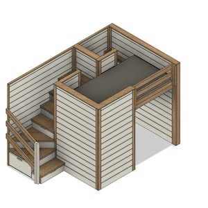 DIY Build Plan - Twin Loft with Stairs, Storage, Desk, Shelf, and Ladder - Plan #069