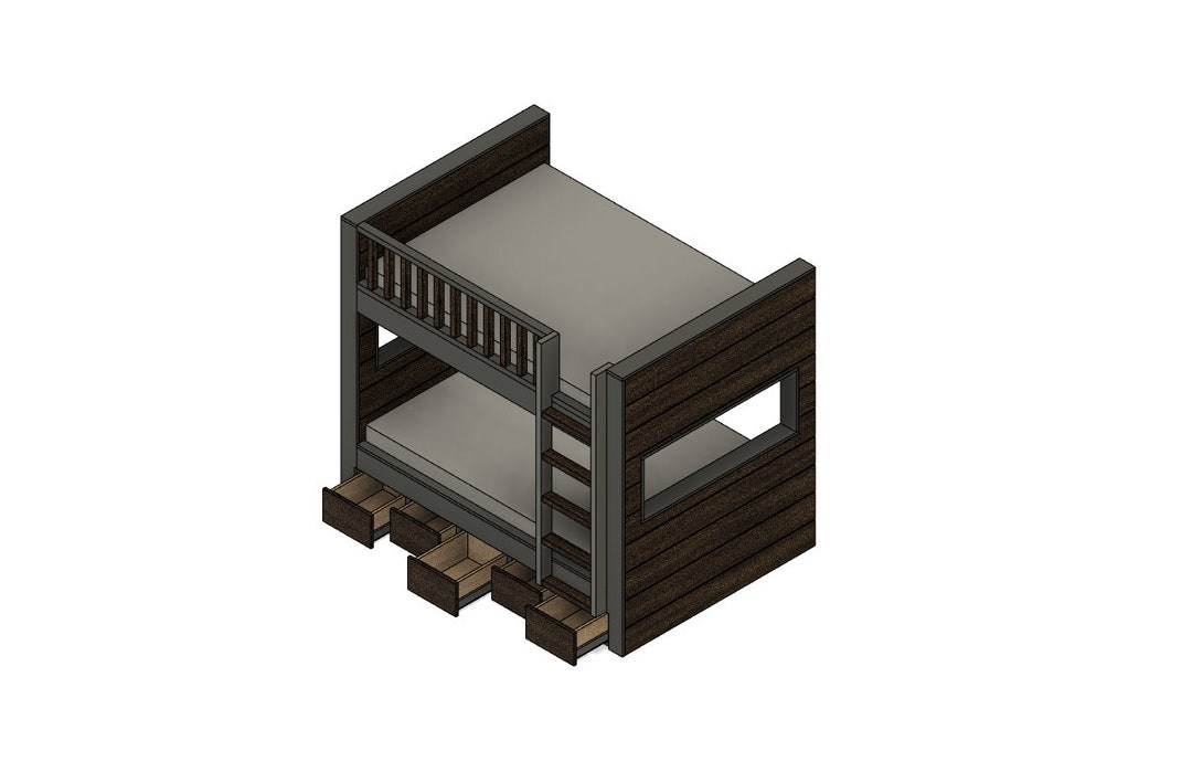 Full Size Bunk Bed With Drawers DIY Build Plans - Etsy
