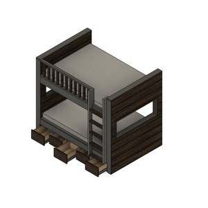 Full Size Bunk Bed with Drawers DIY Build Plans