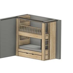 Twin Bunk Bed DIY Plans with Trundle (#083)
