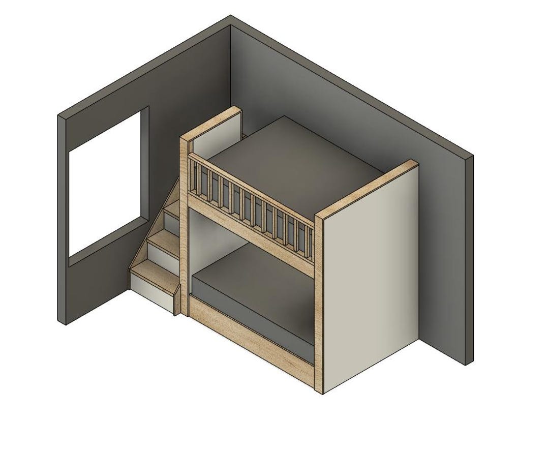 Built-in Full Over Full Bunk Bed - DIY Build Plan #239 - Etsy
