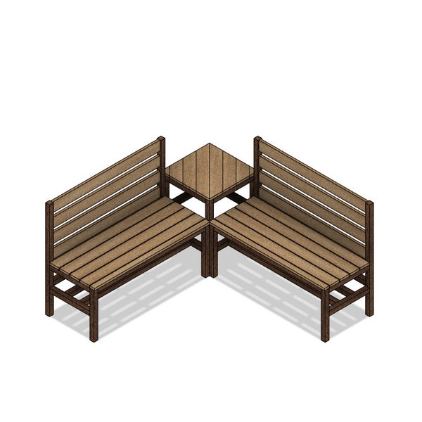 DIY Build Plans - Outdoor Corner Bench - L Bench - Backyard Bench - Plan #036