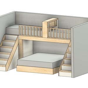 Twin XL Over King Bunk Bed With Stairs - DIY Build Plans - Plan #225 - Etsy
