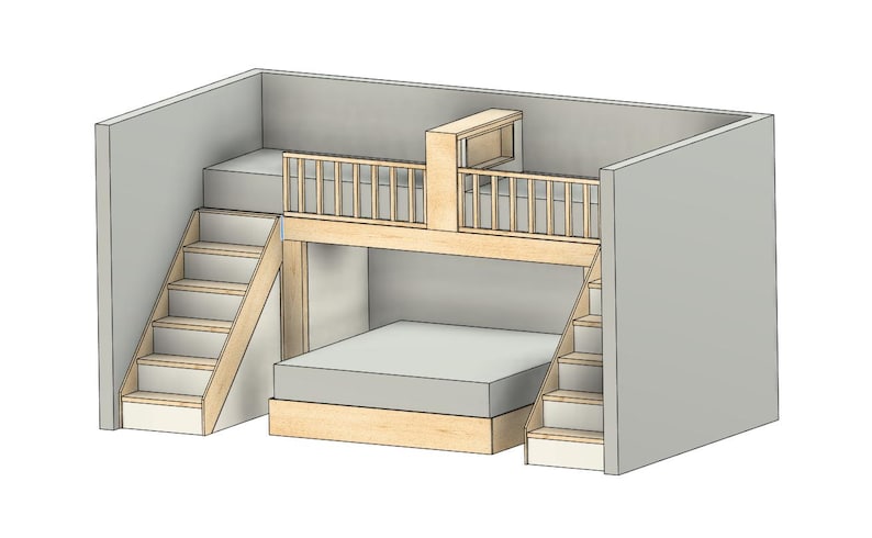 Twin XL Over King Bunk Bed With Stairs - DIY Build Plans - Plan #225 - Etsy