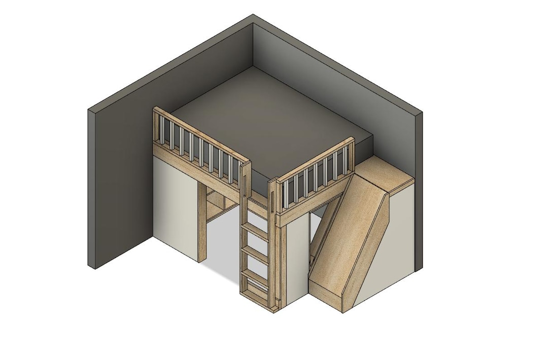 Queen Loft Bed DIY Build Plans: With Stairs, Ladder & Under Shelf ...