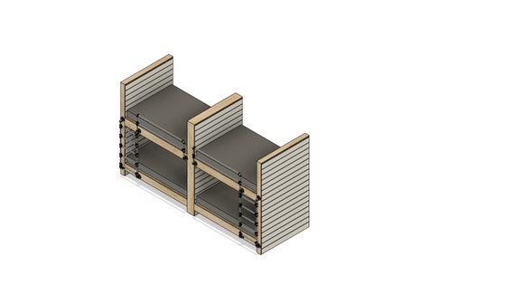 DIY Build Plans - Side-by-Side Full Size Bunk Bed with Industrial Style Pipe Ladder and Safety Rail  - #078
