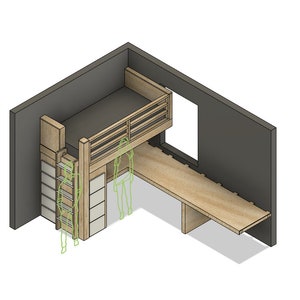 DIY Build Plans - Twin loft with dresser and desk - Beds with storage - Bed with desk - Twin loft bed