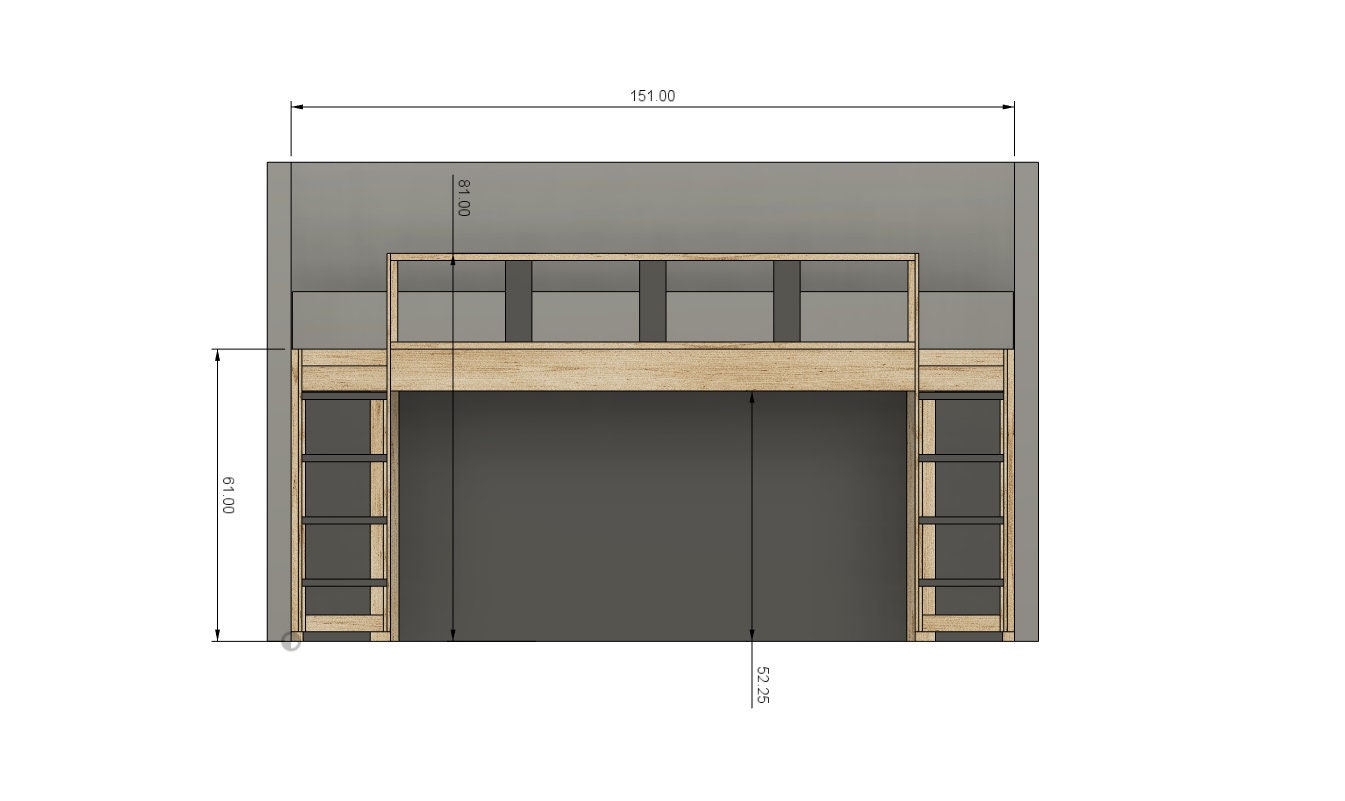 Double Twin Loft Bed DIY Build Plans With Shelves & Ladders - Etsy