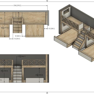 Double Bunk Bed With Stairs: Twin Upper/queen Lower - DIY Build Plans ...