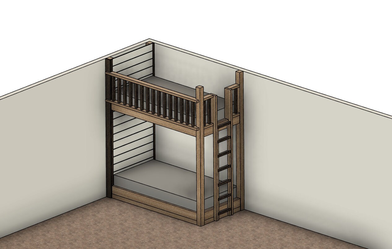 DIY Build Plans Twin Bunk Bed With Ladder Plan 052 - Etsy