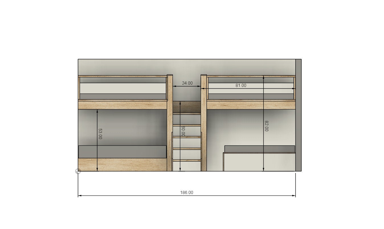 Quad Bunk Bed With Stairs: DIY Build Plans (triple Twin & Queen) - Etsy