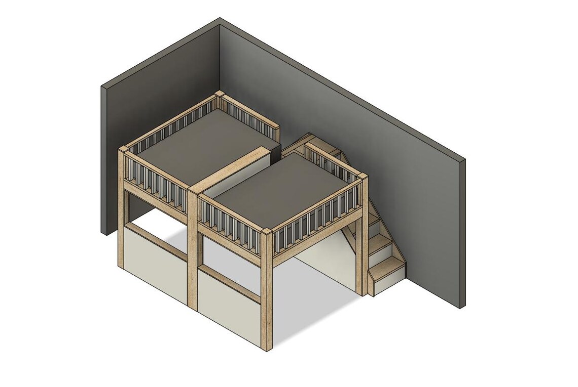 Full Bed Loft With Stairs and Slide - DIY Build Plans - Etsy