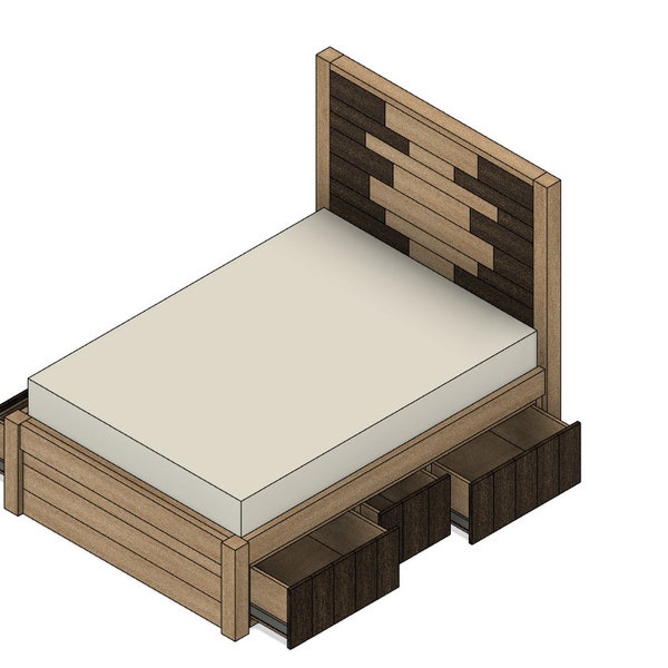 DIY Build Plans - Full Bed with Under Storage - Bed with Drawers - Plan #032