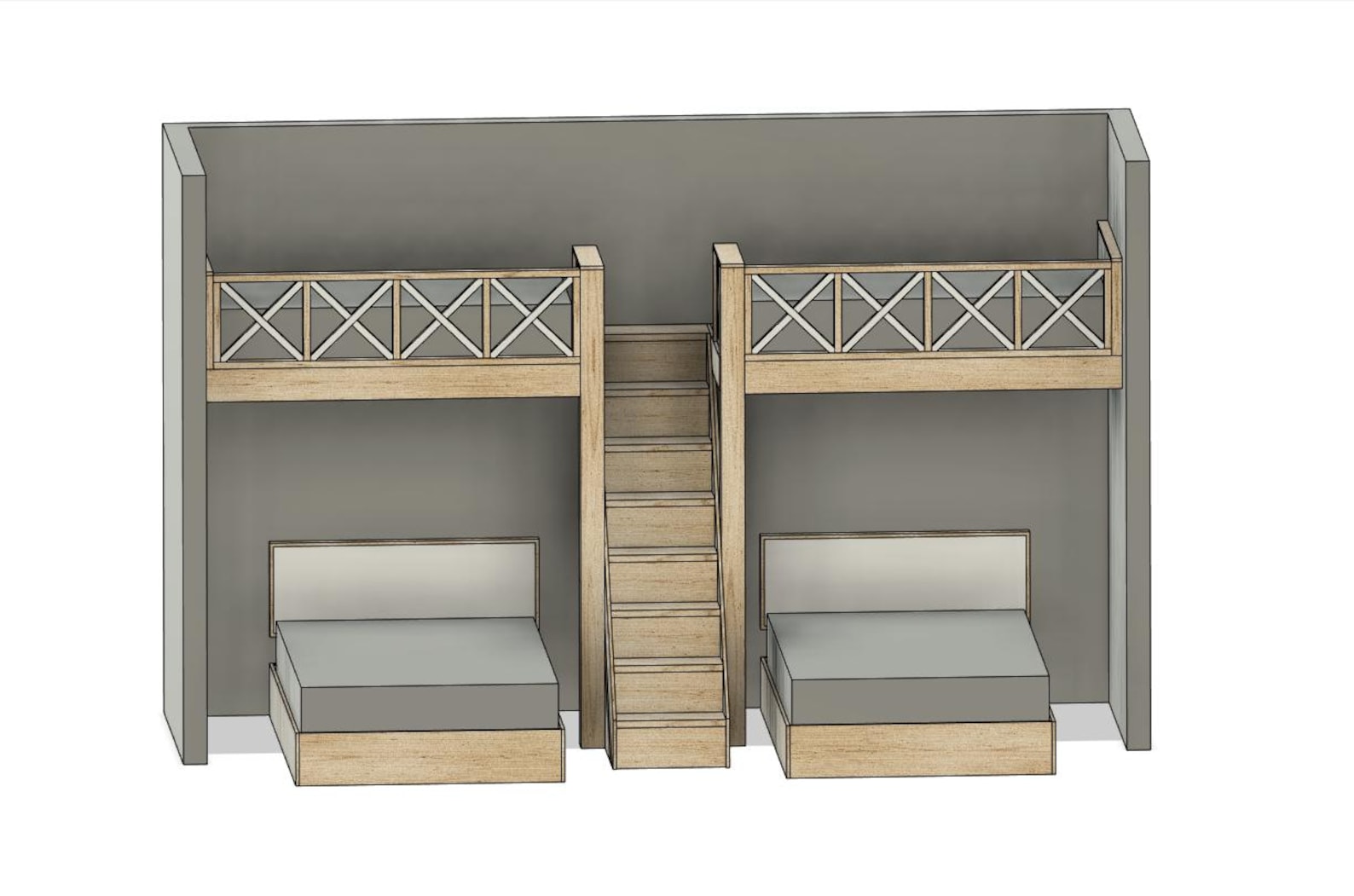 Quad Bunk Bed With Stairs - Twin Over Full Layout - DIY Build Plan ...