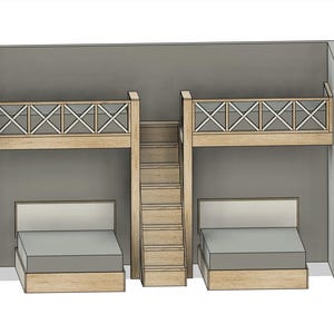 Quad Bunk Bed With Stairs - Twin Over Full Layout - DIY Build Plan ...