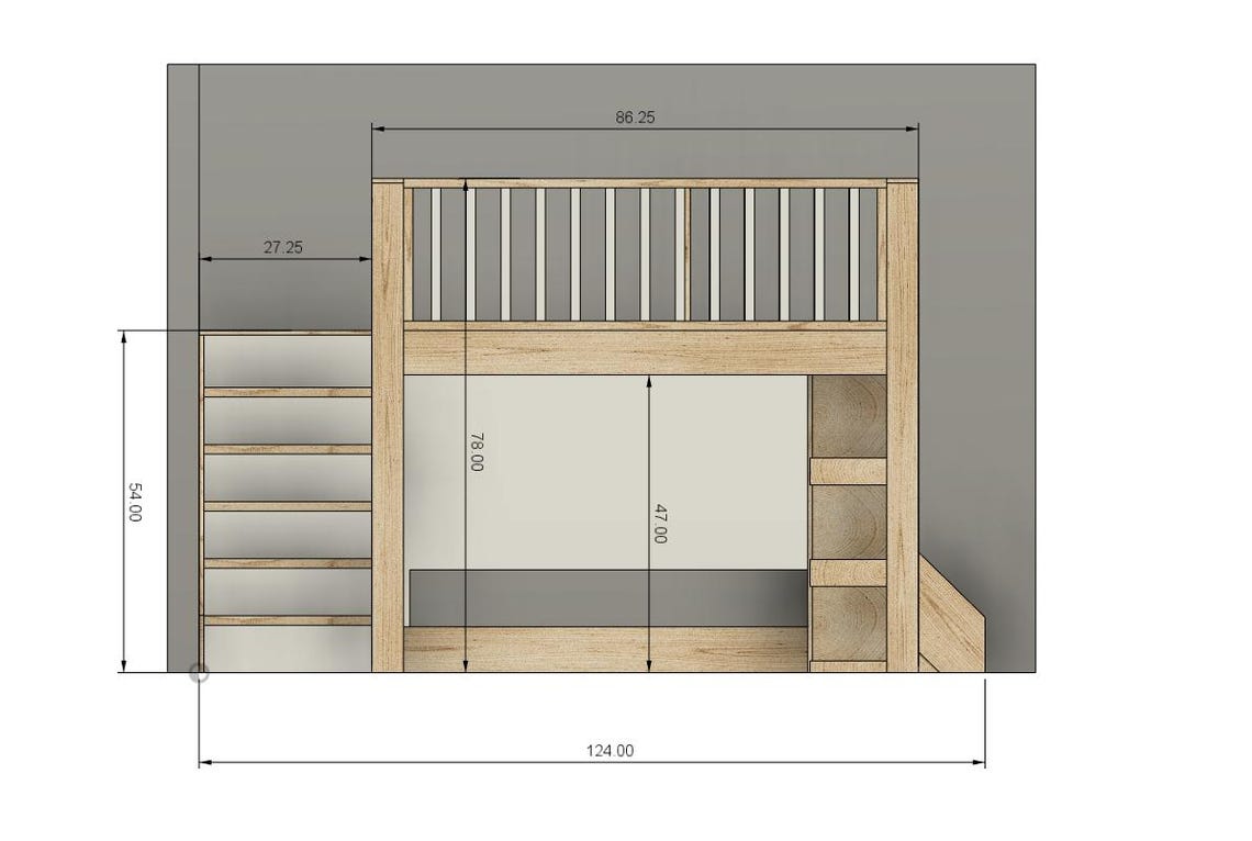 Twin Loft Bed With Stairs & Slide DIY Build Plans - Etsy