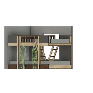 Twin Over Queen Bunk Bed DIY Build Plans With Stairs - Etsy
