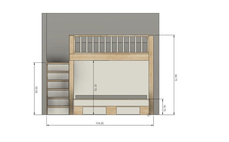 Queen Over King Bunk Bed With Stairs DIY Build Plans - Etsy
