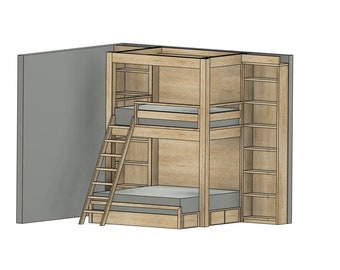 Full over King Bunk Bed DIY Build Plans: With Shelves & Drawers