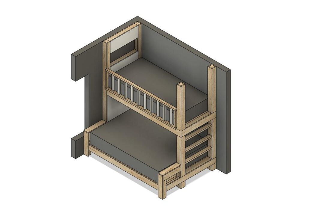 Twin XL Over Queen Bunk Bed DIY Build Plans With Shelves - Etsy