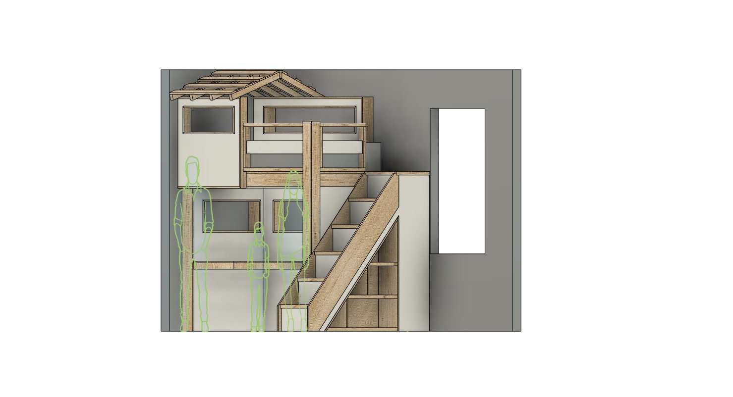 Twin Loft Bed DIY Build Plans: Fort Style With Desk & Stairs - Etsy