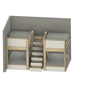 Quad Full Size Bunk Bed With Stairs: DIY Metric and Imperial Build ...