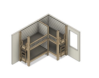 DIY Corner Quad Bunk Bed Build Plans - Twin Size (PDF Download) #074