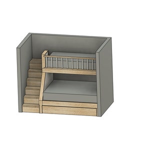 DIY-Baupläne - Etagenbett mit Rollbett - XL über Queensize-Bett mit Rollbett - Etagenbett mit Treppe - Etagenbett mit Aufbewahrungstreppe