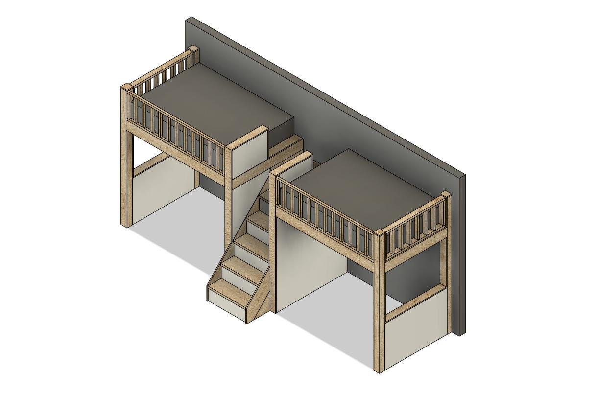 DIY Build Plans - Double Full Size Loft With Stairs - Plan #029 - Etsy
