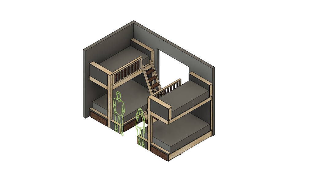 Twin Over Queen Bunk Bed DIY Build Plans With Stairs - Etsy Australia
