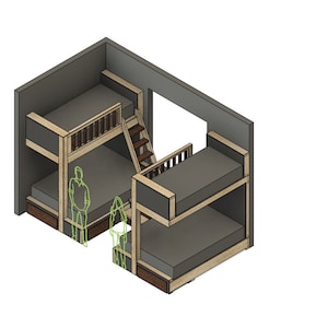 Twin Over Queen Bunk Bed DIY Build Plans with Stairs