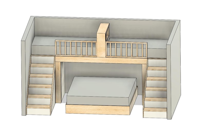 Twin XL Over King Bunk Bed With Stairs - DIY Build Plans - Plan #225 - Etsy