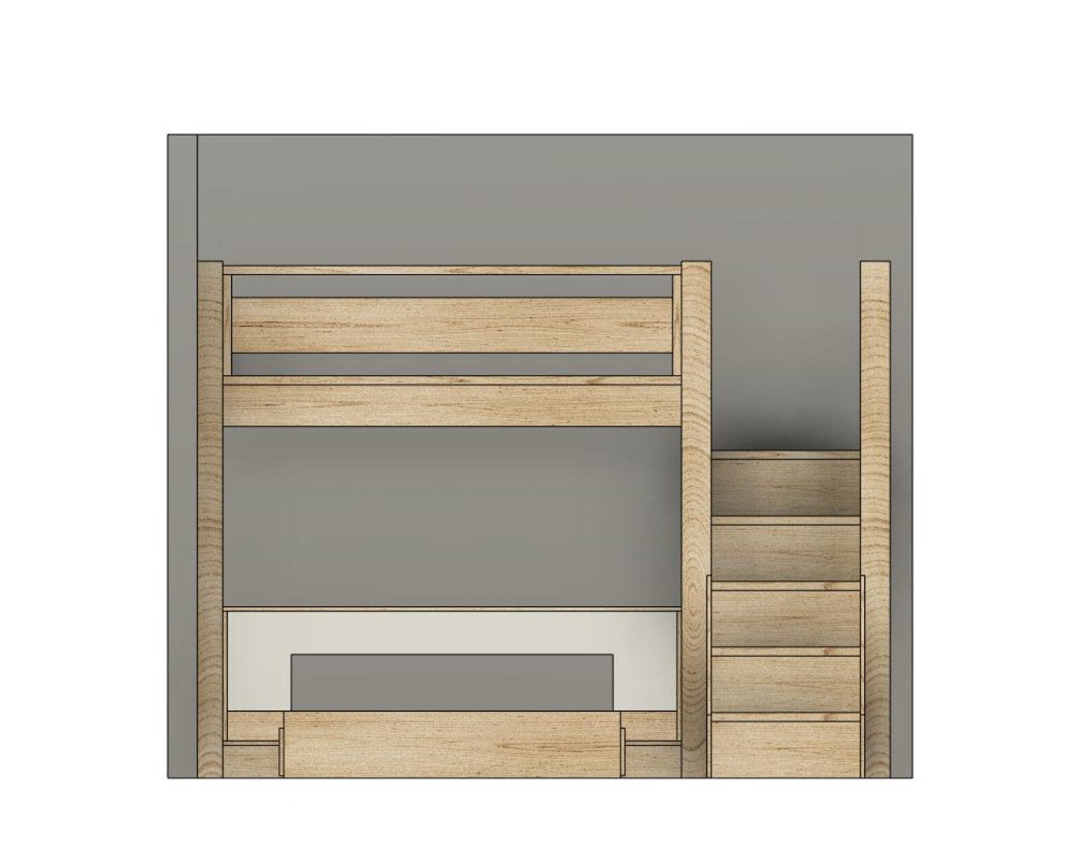 DIY Build Plans - Split Bunk Bed With Stairs - Twin Upper, Full Lower ...